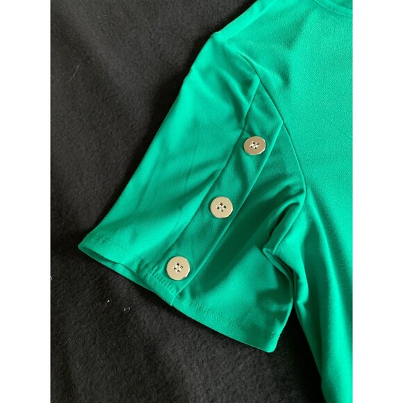 Green Button-Accent Short Sleeve Top By 89th & Madison Womens Size Large - Picture 2 of 9